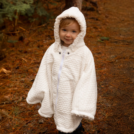 Poncho hybride 3 en 1 - Torsadé Crème