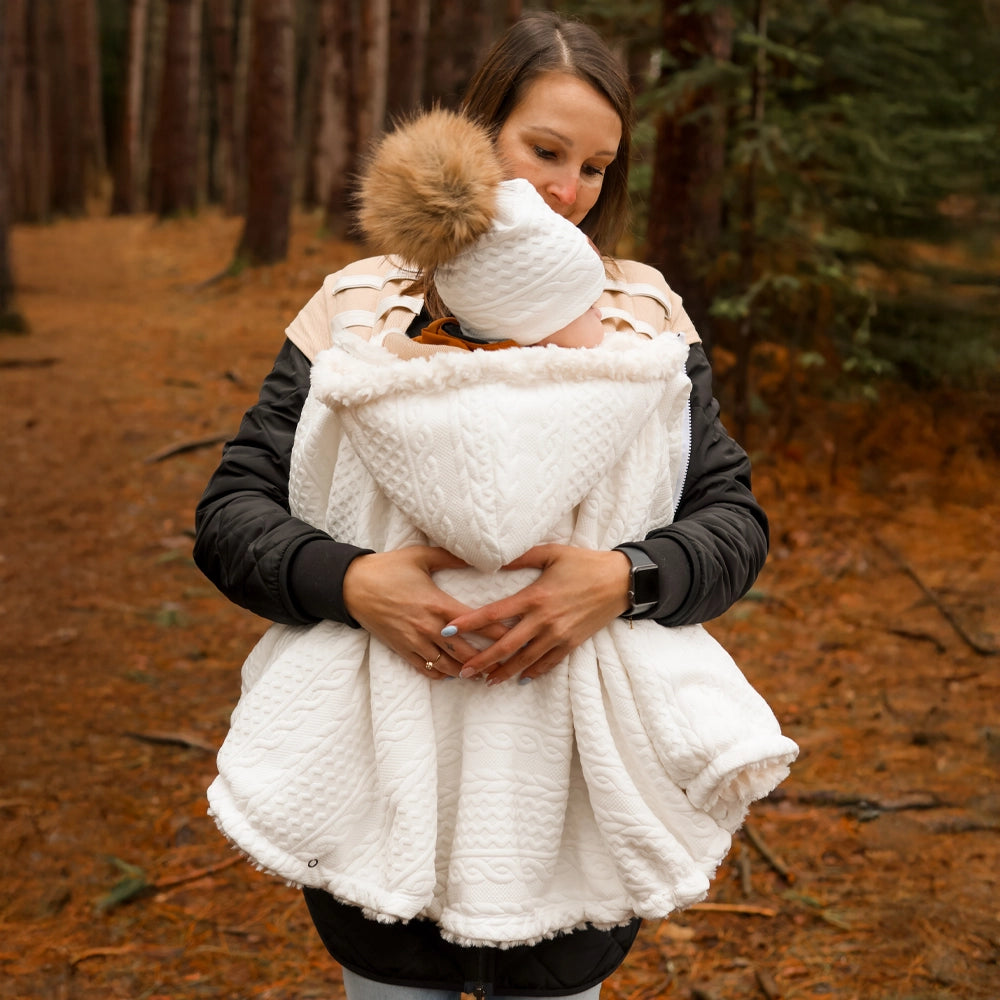 Poncho hybride 3 en 1 - Torsadé Crème
