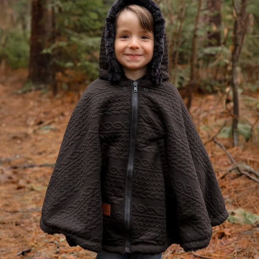 Poncho hybride 3 en 1 - Torsadé Noir